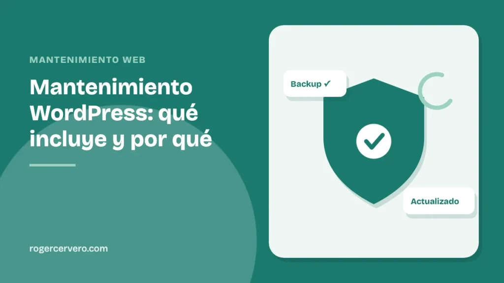 Ilustración de un escudo de seguridad con copias de seguridad y actualizaciones, sobre el mantenimiento web WordPress