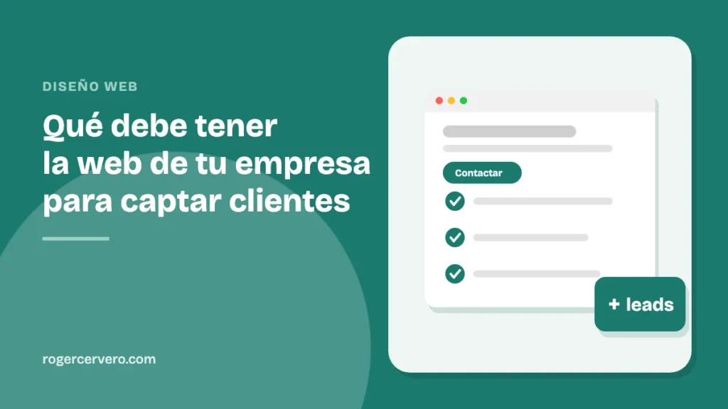 Ilustración de una página web con una lista de comprobación de elementos para conseguir clientes